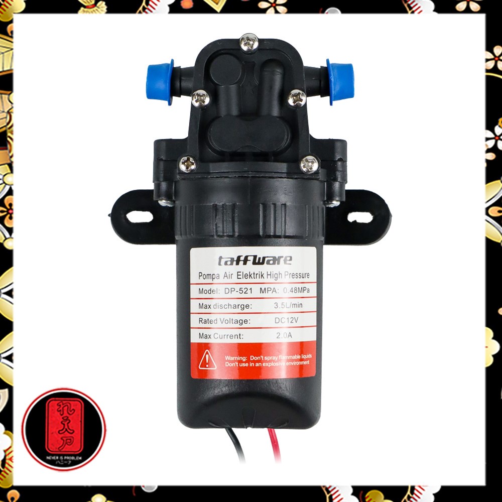 Taffware Pompa Air Elektrik High Pressure 12V 70PSI 3.5L/min - DP-521 - Black/ pompa air mini / pompa air dc