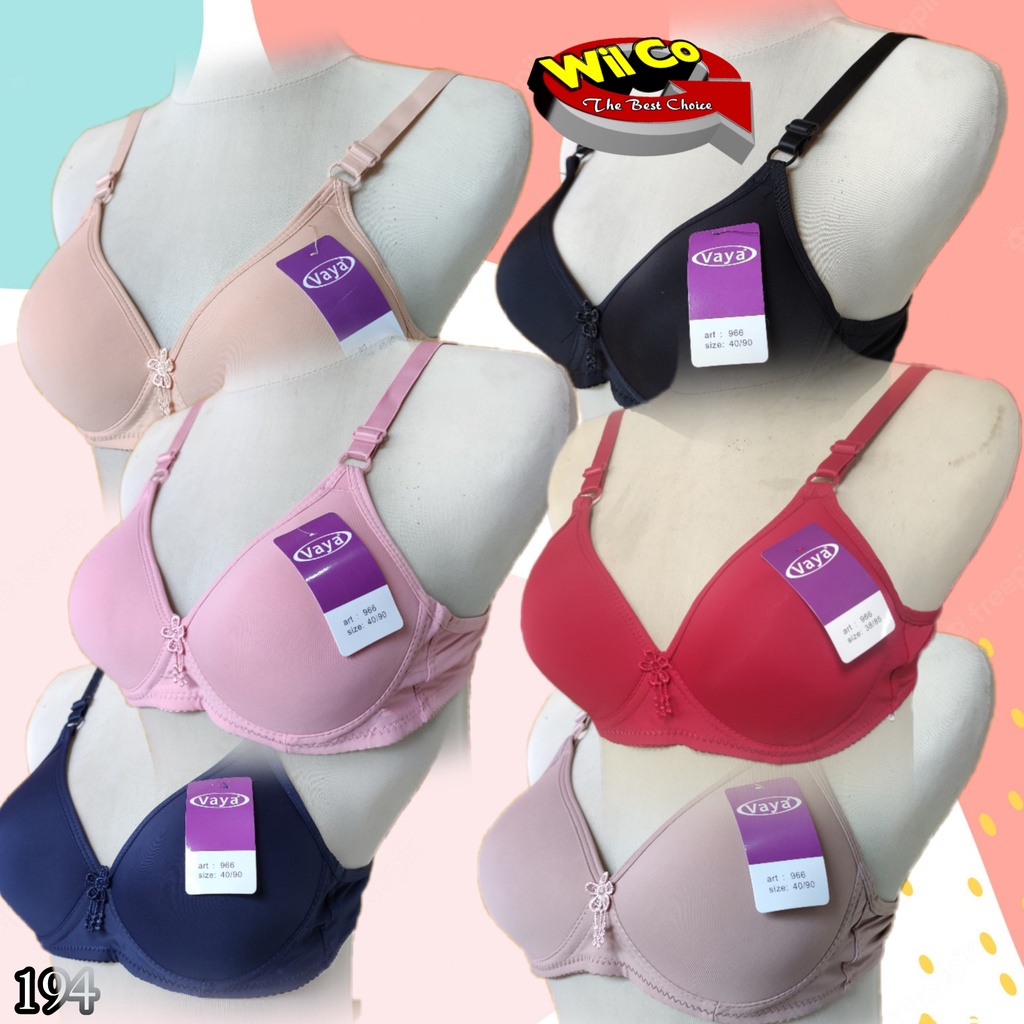 K194 - BRA/BH WANITA VAYA PAKAI BUSA TANPA KAWAT CUP SEDANG SIZE 34B - 40B  DUA PENGAIT