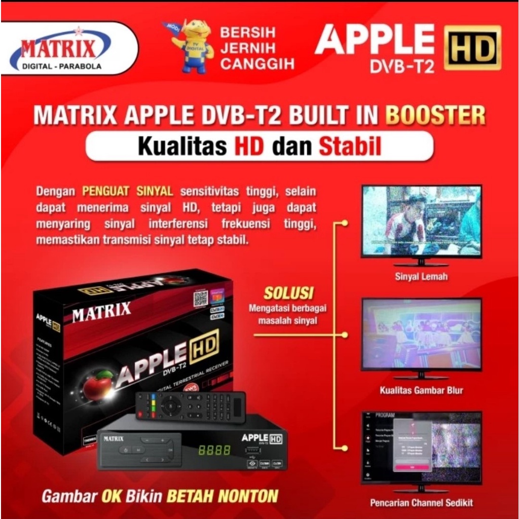 SET TOP BOX MATRIX APPLE DIGITAL DVB T2 WIFI STB Antena SUPER HD