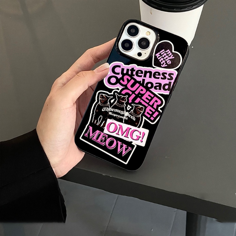 IPHONE Ins Trendy Stiker Label Case Kompatibel Untuk Iphone11 14 13 12 Pro Max XR 78 Plus X XS Max SE 2020lembut Tpu Silicon Glossy Halus Phone Cover