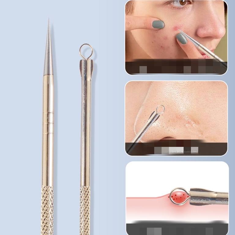 Pinset Komedo 2 in 1 / Alat Pencet Jerawat Komedo -  Jarum Penusuk Komedo Jerawat
