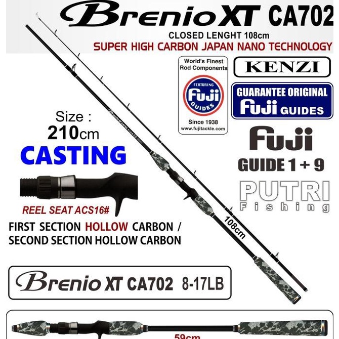 [Bayar DiTempat] JORAN KENZI BRENIO XT CA702 8-17Lb CASTING Fuji Guides