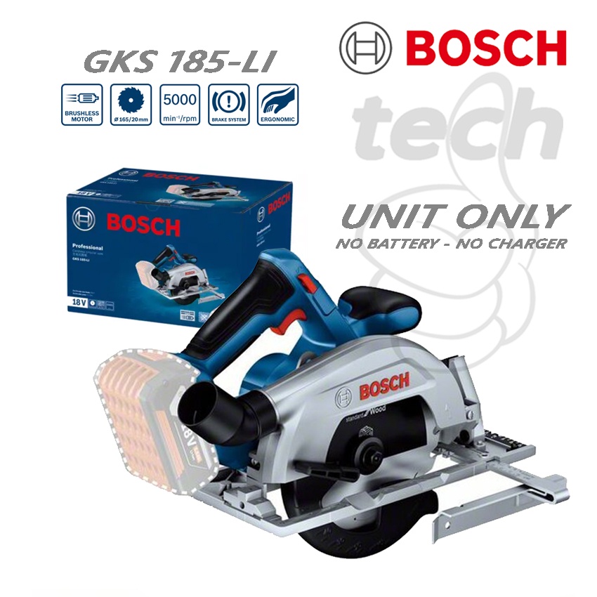 Mesin Gergaji Circle Cordless Circular Saw Baterai Bosch GKS 185-Li - Unit Only - Brushless