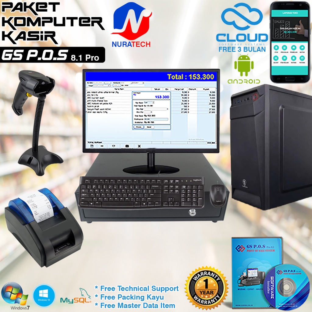 paket komputer kasir lengkap untuk usaha toko retail minimarket mini