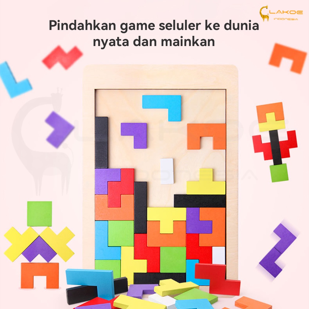 Mainan Puzzle Tetris Russian Block Toy Mainan kayu Edukasi anak