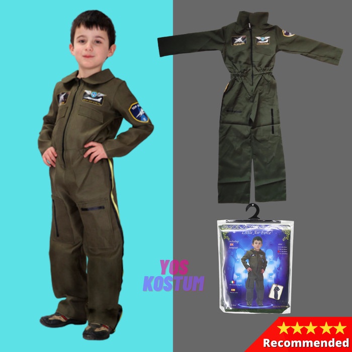 Kostum Profesi Anak Laki Laki Pilot Pesawat Jet Tempur Import Top Gun Baju Karnaval TK 3-9 Tahun