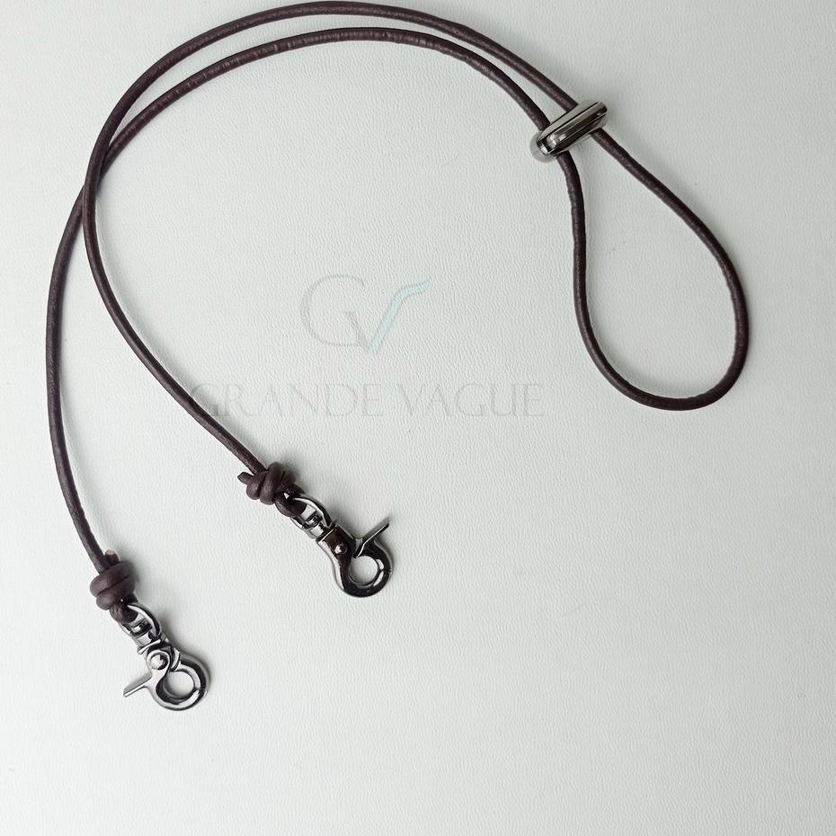 [CODEDB20] Tali Gantungan Kalung Masker Kulit Asli Pria Wanita Leather Headloop Strap Mask Rantai Ko