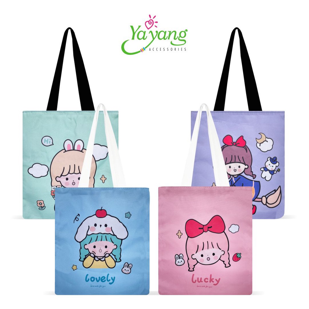 YAYANG Tote Bag Canvas Wanita Print Cute Cartoon - NTK0179