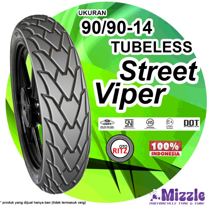 Mizzle Ban 90/90 Ring 14 Street Viper Tubeless Murah