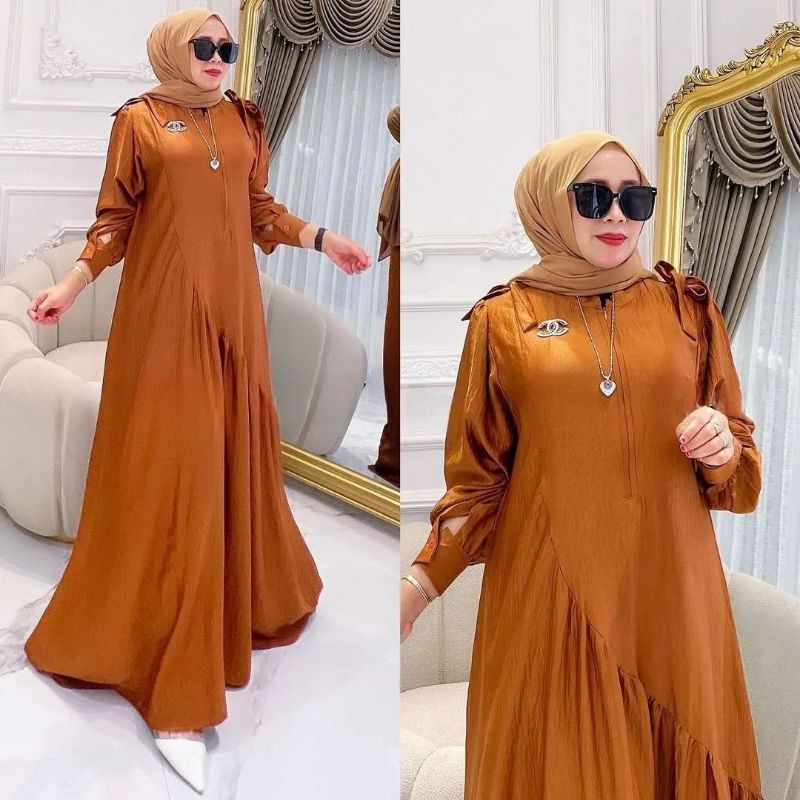 BALQIS DRESS BAHAN CRICLE DRESS WANITA MUSLIM TERLARIS DRESS WANITA MUSLIM POLOS JUMBO DRESS KONDANG