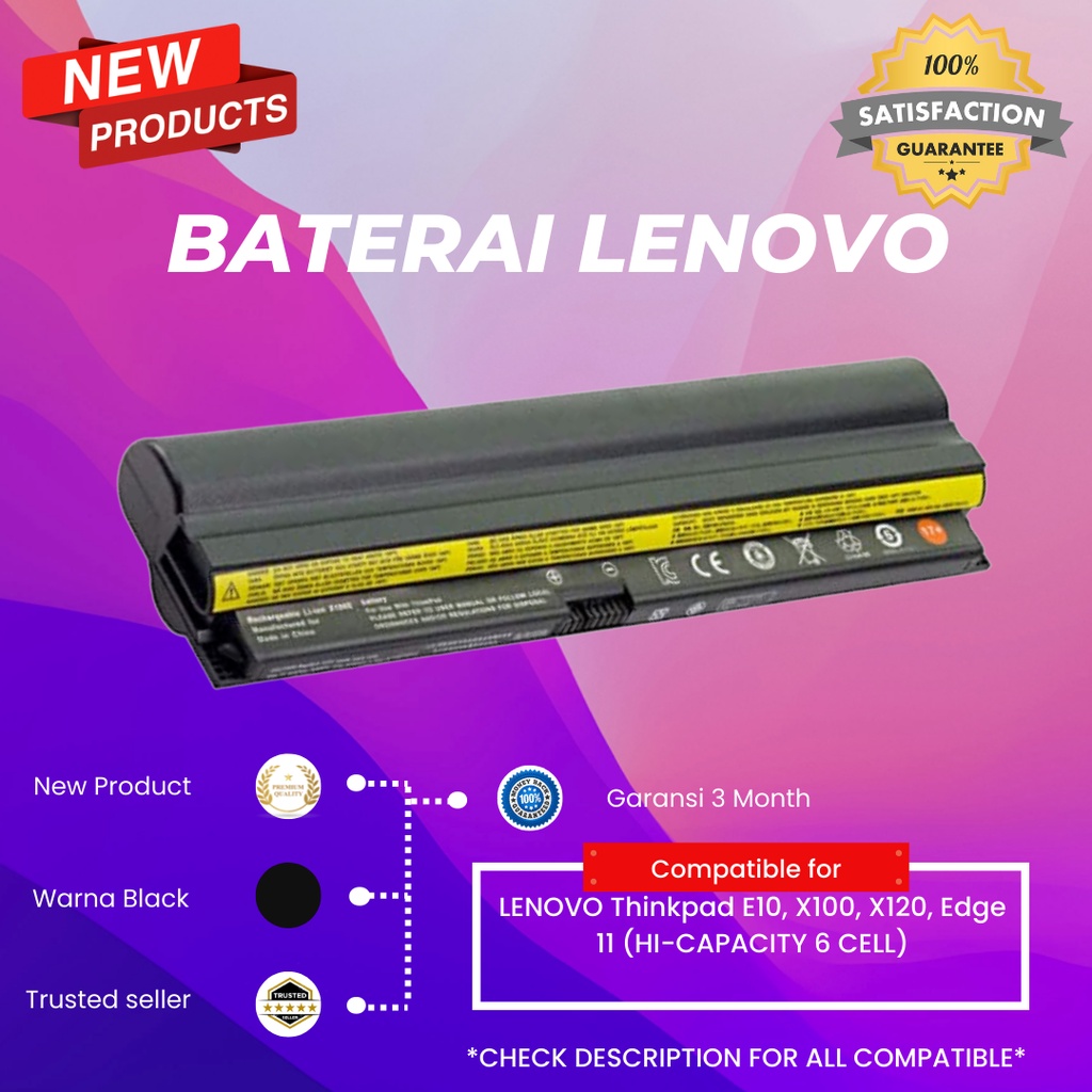 Original Baterai Laptop Lenovo Thinkpad E10 X100 X120 Edge 11