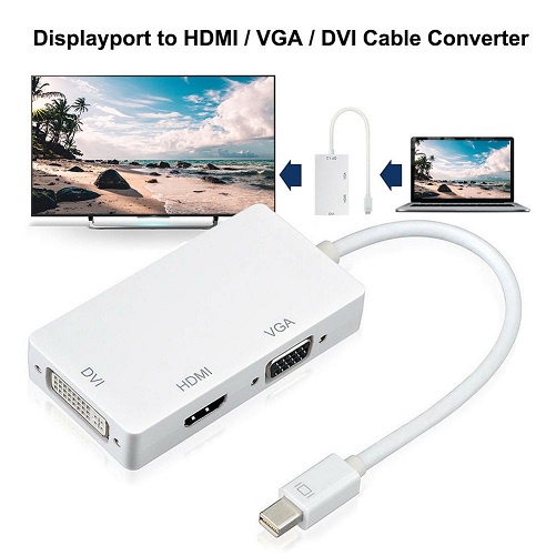 Konverter 3-in-1 Mini Displayport / Thunderbolt to HDMI / DVI / VGA Converter Adapter Cable For MacBook