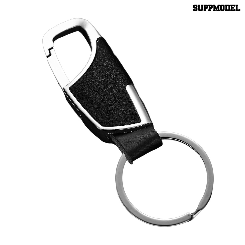 [Auto] Gantungan Kunci Serbaguna Tekstur Halus Ergonomis Reusable Electroplating Hias Kulit Imitasi Pria Logam Mobil Gantung Key Ring Hadiah Terbaik