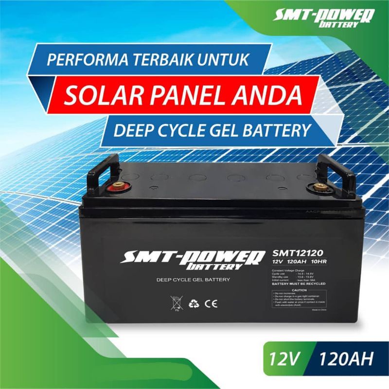 Jual Smt12120 Battery 12v 120ah 10hr Baterai Ups Solar Panel Aki Deep Cycle Gel Shopee Indonesia 5513