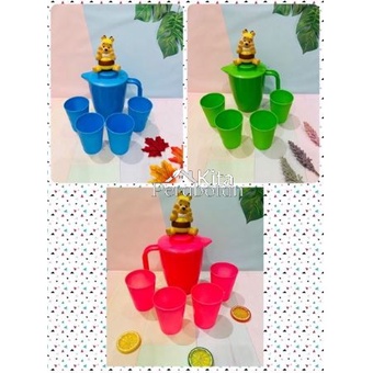 Teko Plastik set gelas Polos / Teko Set Murah / Teko plastik Set 5 In 1