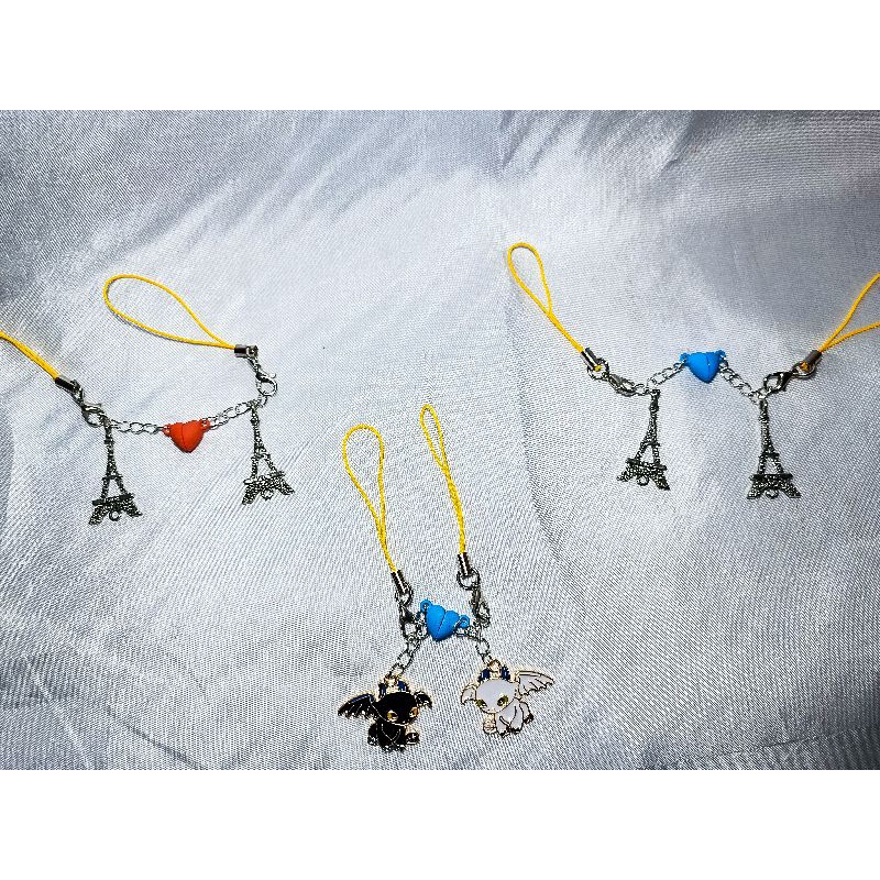 Couple Phone Straps Keychain Love magnet Eiffel Light Fury Night Fury