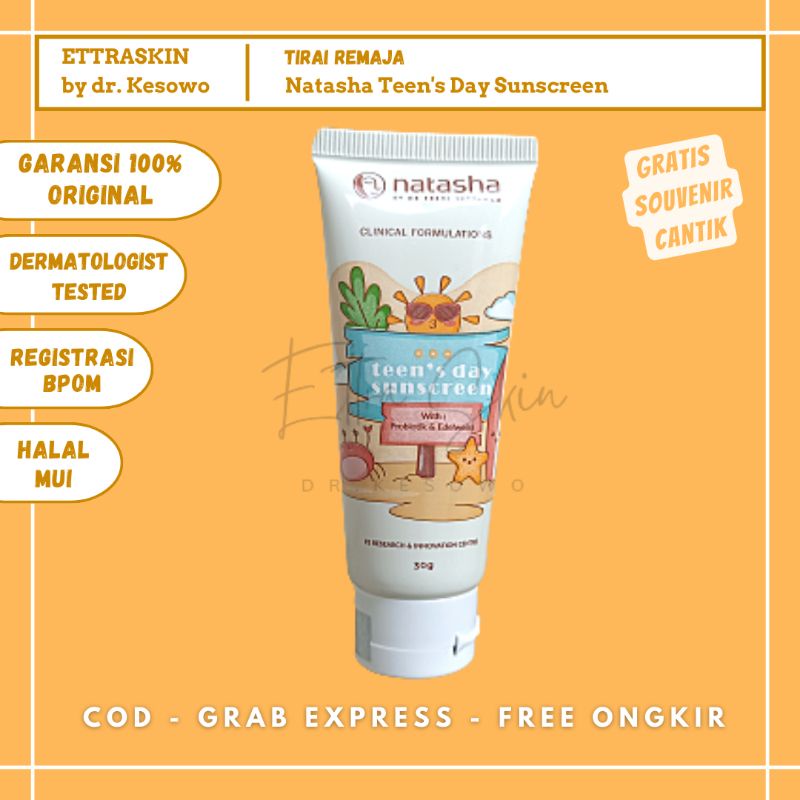 Natasha Skincare - Teen's Day Sunscreen Cream / Tirai Remaja - Ettra Skin by dr Kesowo ( SBTEENTUBE3