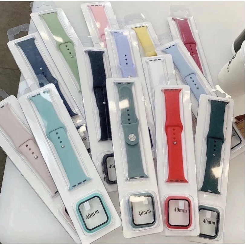 Tempered Glass Protector Untuk Apple Watch Cover + Strap Series 6 SE 5 4 3 2 1 40mm 44mm iWatch 42mm 38mm Set Case