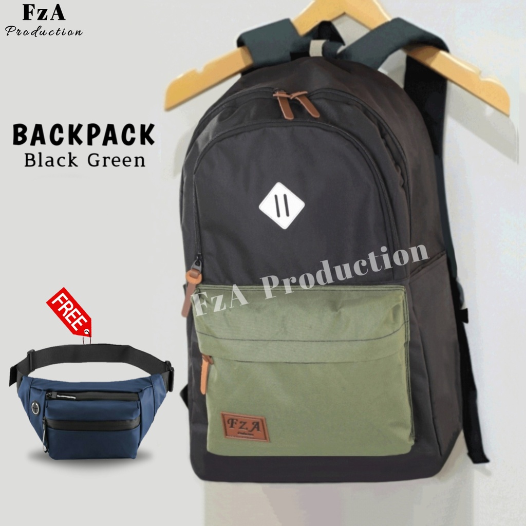 Tas Ransel  Punggung Distro Casual Pria Wanita / Tas Ransel Laptop Original FzA FREE Tas Waistbag Trendy