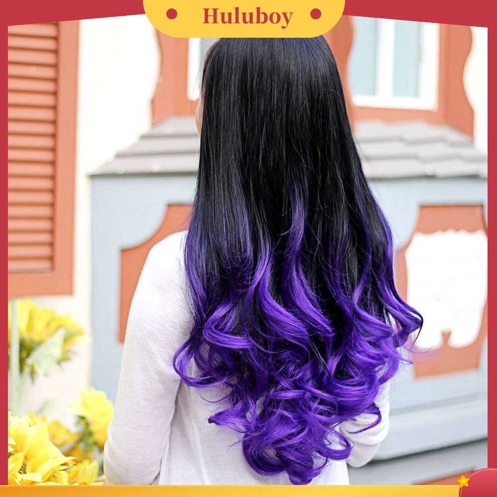 Wig Rambut Model Panjang Keriting Gelombang Warna Ombre Untuk Wanita