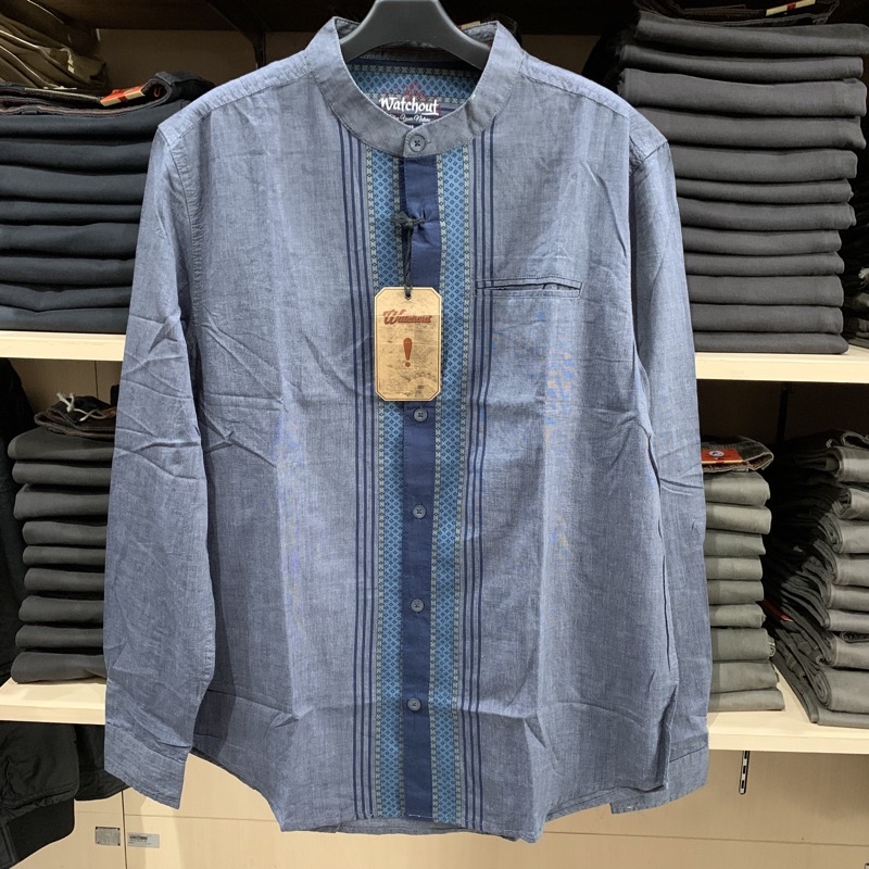 kemeja Koko kemko Watchout Original pakaian pria tangan panjang