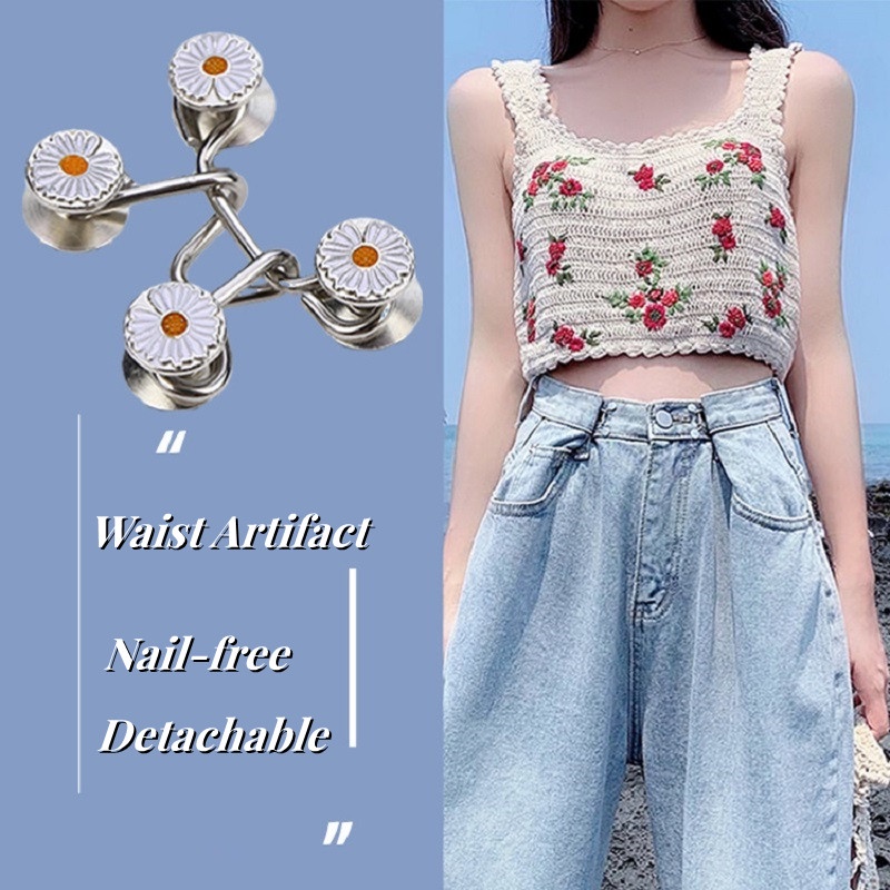 Kancing Jeans Adjustable Bongkar Pasang Daisy Model Bebas Paku Pinggang Shorten Belt Metal Buckle Pant Waistband