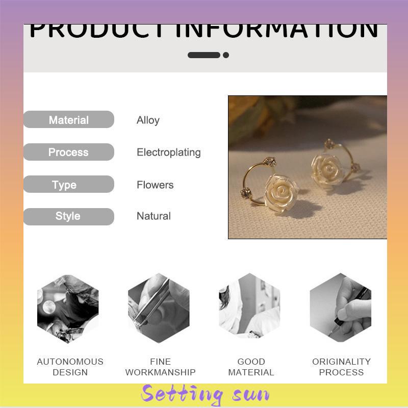Anting Berlian S925 Perak Pengadilan Vintage Mawar Elegan Lembut Temperamen Estetika TN