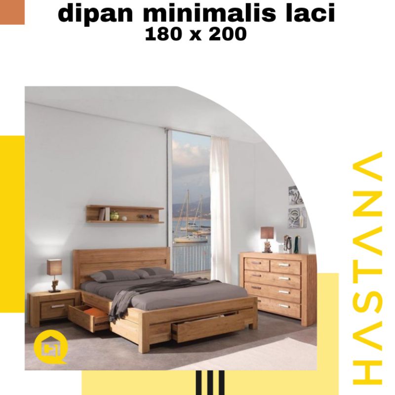dipan tempat tidur minimalis laci jati , bed set jati minimalis , ranjang jati laci modren , dipan m