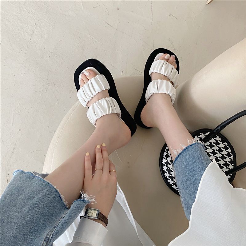 RD 045 SANDAL PLATFORM BAN 2 KERUT WANITA TERBARU