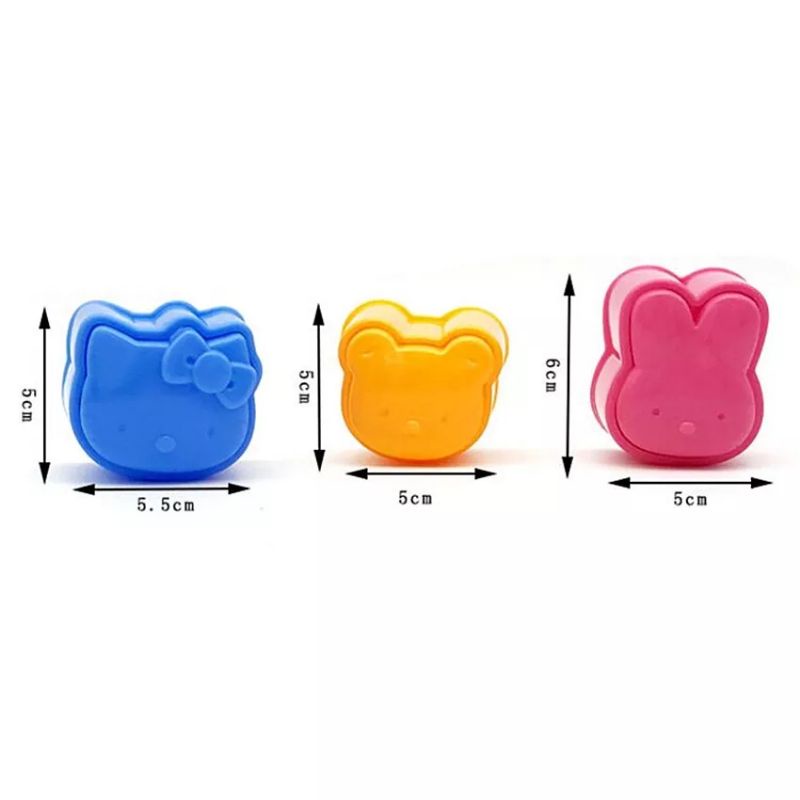 3in1 Cetakan Nasi Bento Bekal Anak Lucu Karakter
