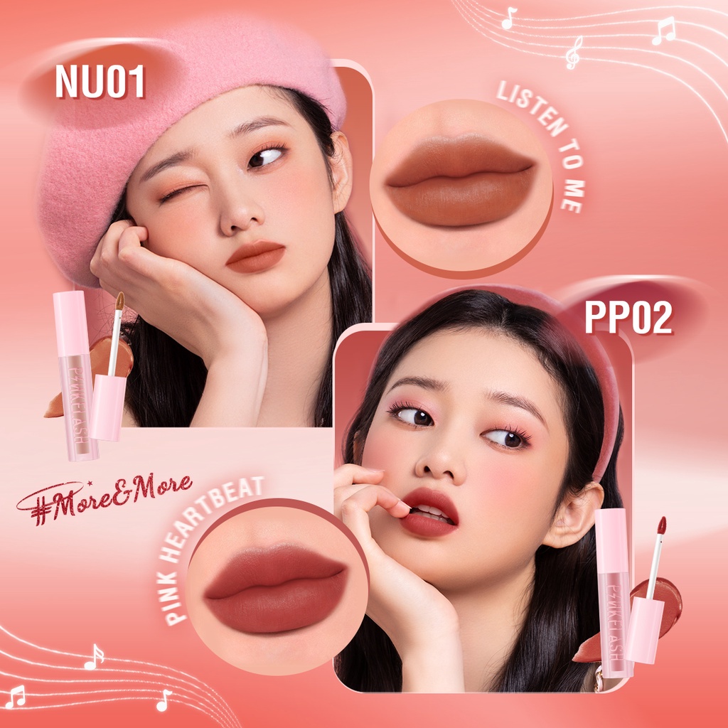 PINKFLASH #More&amp;More Matte Lip Tint Velvet Airy Mousse  High Pigment Smooth Lasting Silky Texture Multi-use Matt Liquid Lipstick Waterproof Lip Gloss PF-L08