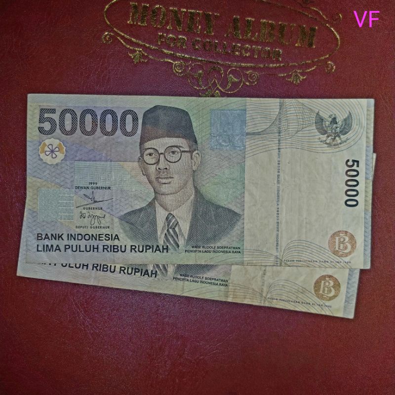 Uang Kuno 50000 tahun 1999 / Uang Kertas 50rb Supratman Verry Fine