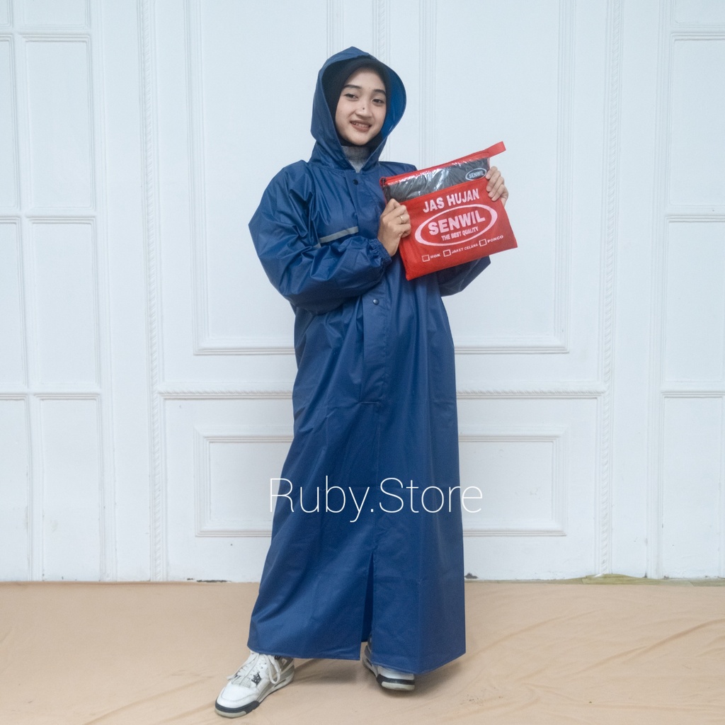 Jas Hujan Cewek Jumbo Model Gamis Syar'i By Senwil Mantel Ujan Bigsize Tebal Lentur Wanita Muslimah Shar'i Waterproof Hijab Perempuan Syari Terusan Rok Hijas Best Quality Raincoat