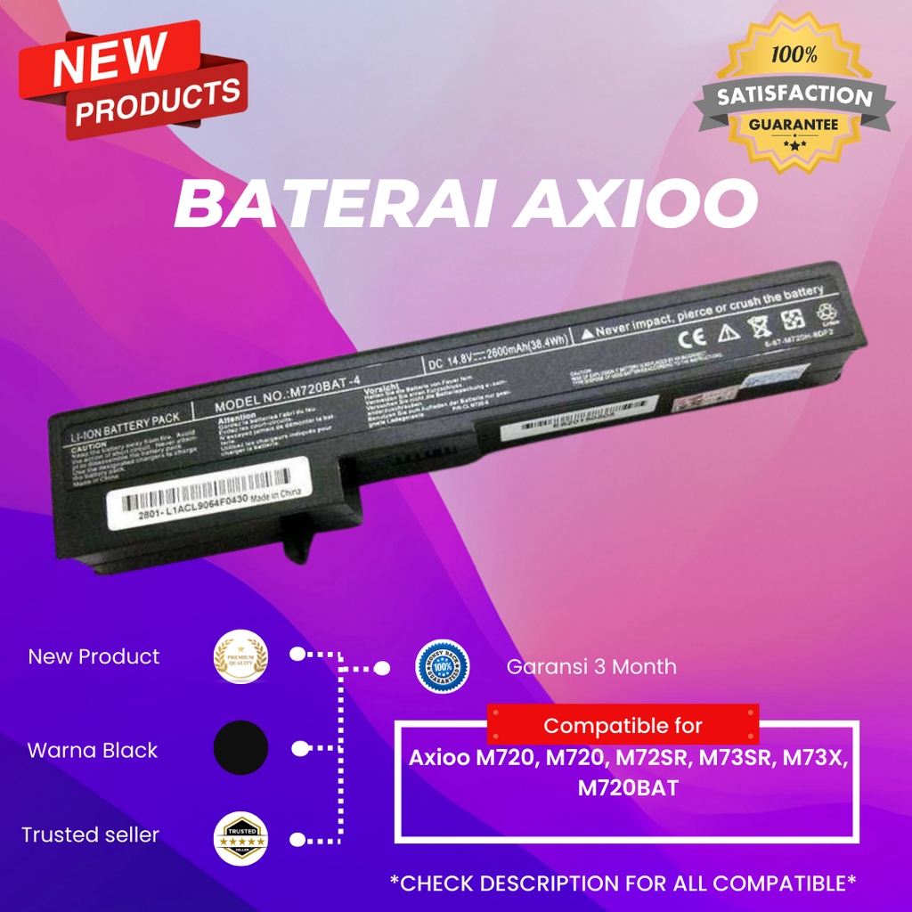 Baterai Laptop ORIGINAL Axioo MLC M72SX M720 M72SR M720-BAT-4