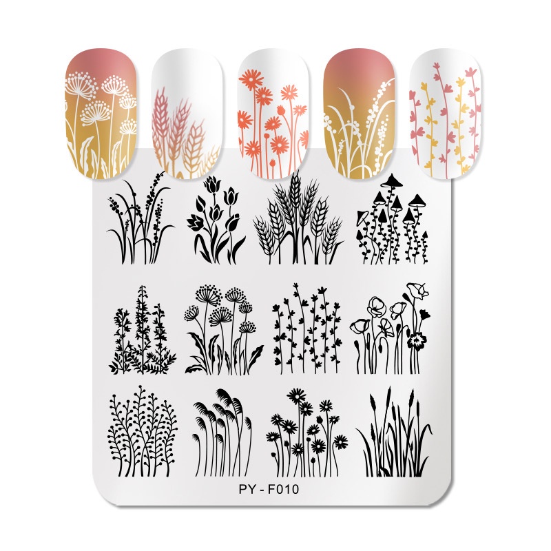 Nail Stamp Set Template/Manicure Transfer Template Stencil Motif Geometri Stempel Kuku Nail Stamp Nail Plate Tulisan Untuk Nail Art