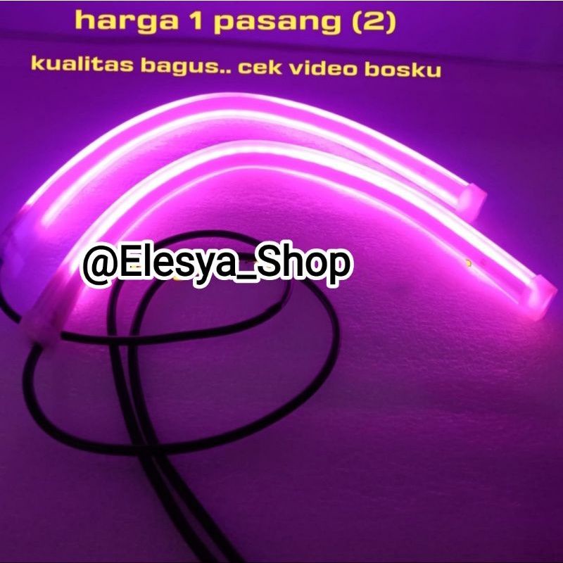 lampu Alis LED slim alis DRL fleksibel waterproof 12v 60cm 30cm 2 mode running motor mobil aerox, be