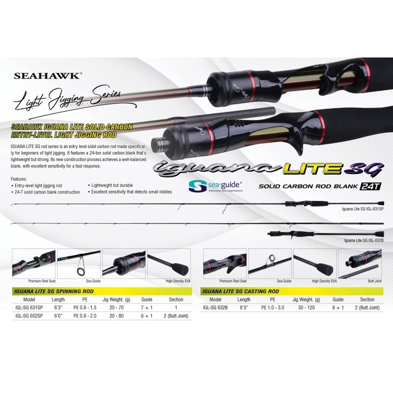 jigging Rod SEAHAWK Iguana Lite 2 section