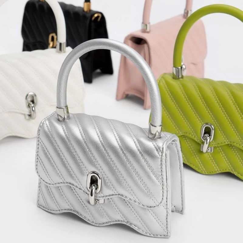 CK Freja Wavy Quilted Top Handle Bag
