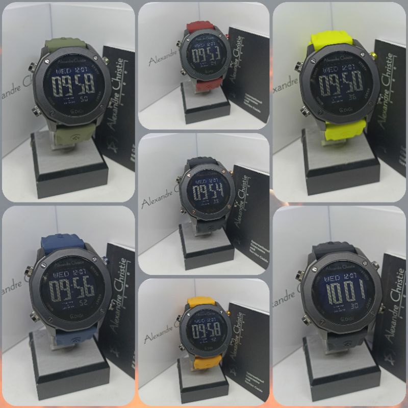 Jam Tangan Pria Alexandre Christie Digital AC9377 AC 9377 Tali Karet / Rubber