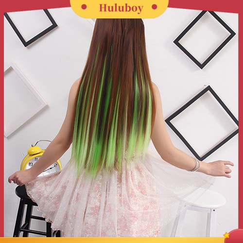 Wig Rambut Extension Model Panjang Lurus Warna Campur Untuk Wanita