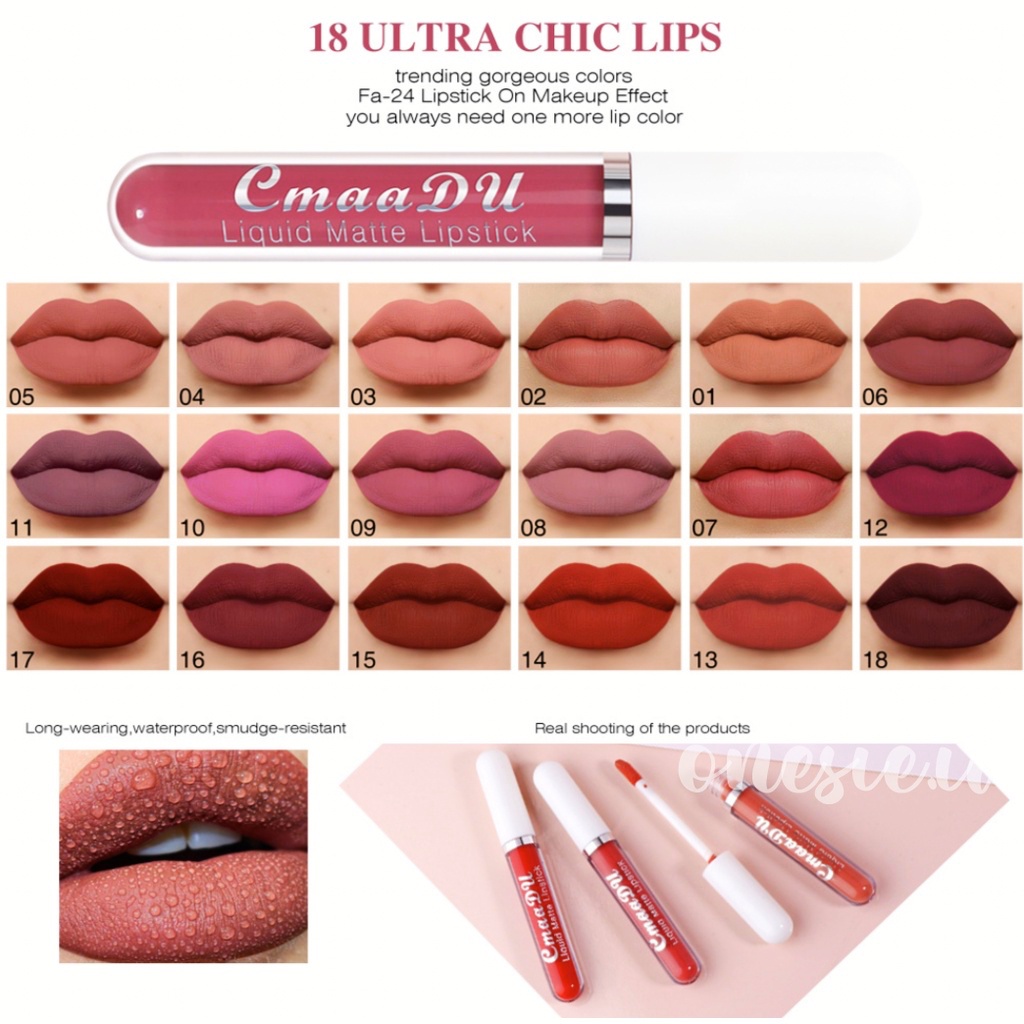 CMAADU BPOM Lipstik Liquid Matte Waterproof Long Lasting 18 Ultra Chic XX007