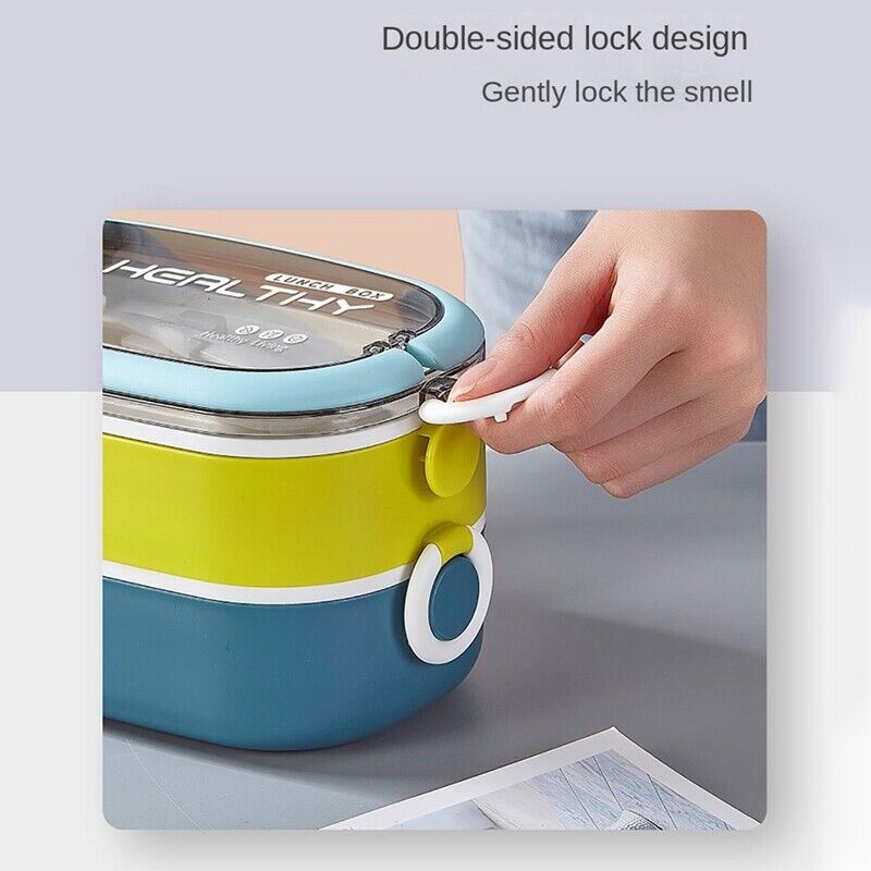 Lunch Box Healtyh Life Tempat penyimpanan Makanan Double Layer