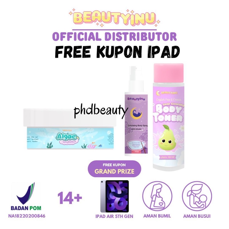 FREE IPAD‼️EXFOLIASI SPRAY BODY TONER BODY SCRUB BEUATYINU FREE IPAD