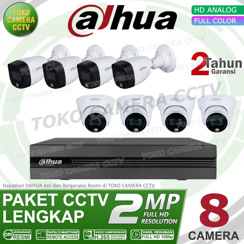 PAKET CCTV DAHUA 2MP FULL COLOR 8 CHANNEL 8 KAMERA