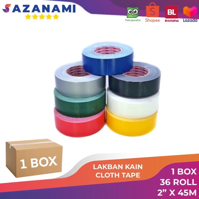 

1 Box lakban kain Hitam 2" Inch x 45m Sazanami Cloth Tape Warna (gojek