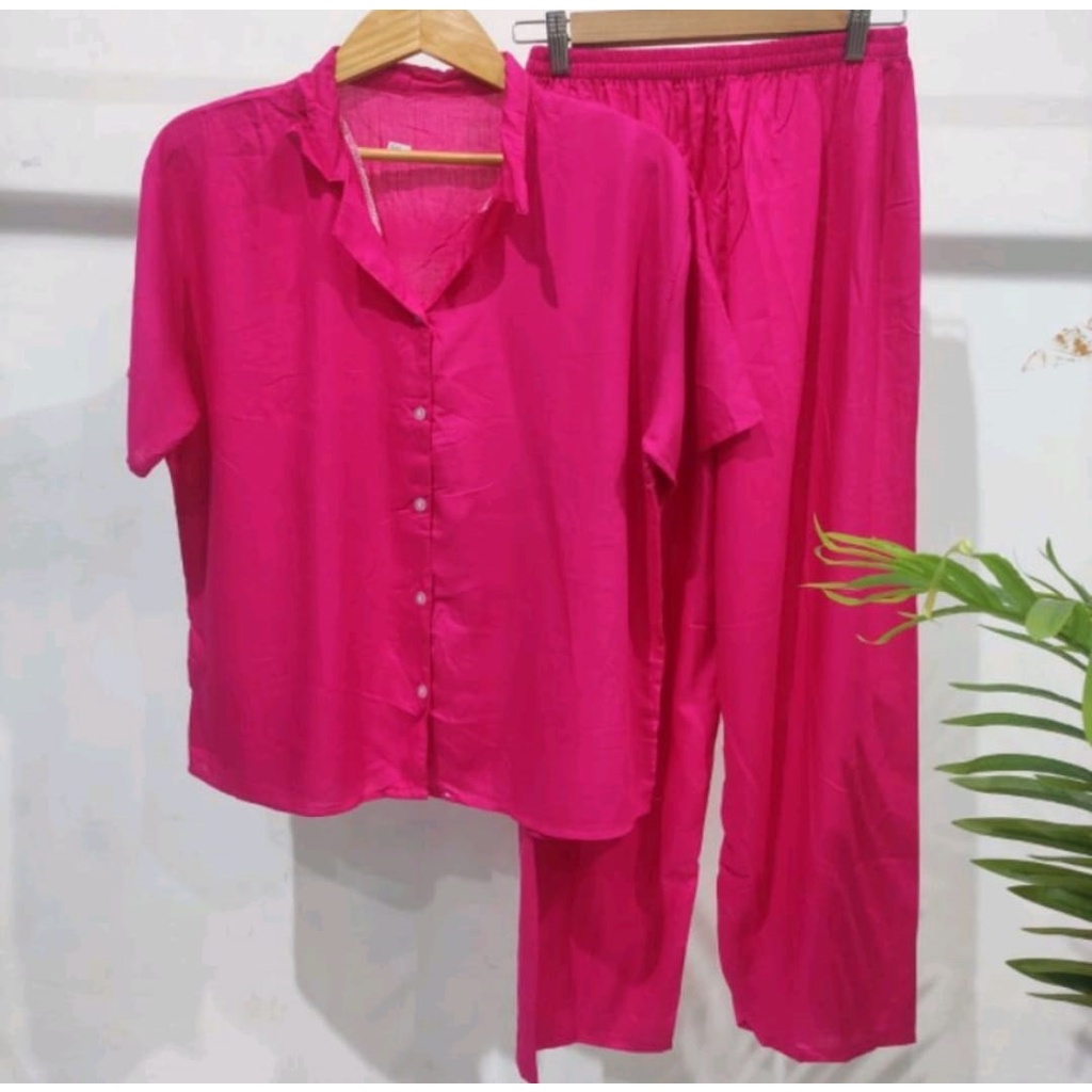 Baju Tidur bisa COD - PAJAMAS Set/PIYAMA Set - Kemeja -  Celana Panjang - Rayon Twell