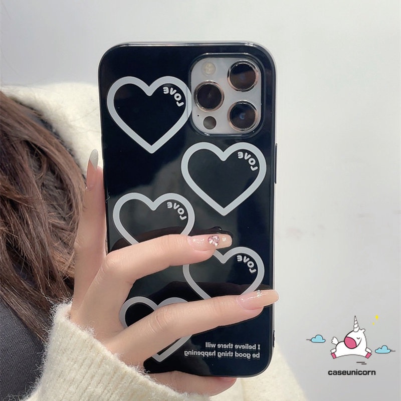 Kompatibel Untuk IPhone 7Plus 8Plus 11 14 13 12 Pro Max XR 7 8 14 Plus X XS Max SE 2020kartun Love Hati Glossy Halus Lembut Tpu Full Pelindung Casing Ponsel