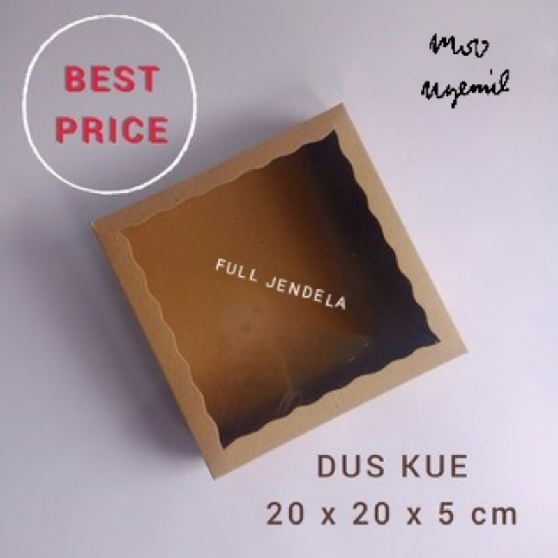 

BOX BROWNIES 20X20X5 LAMINASI FULL JENDELA. KARDUS BOX KOTAK BROWNIES