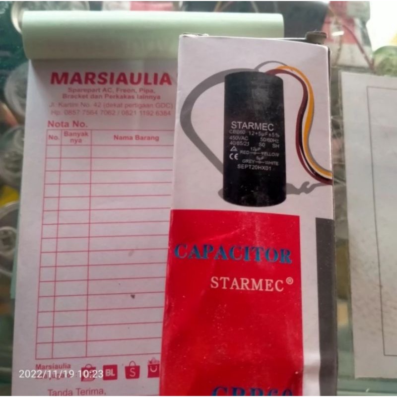 kapasitor mesin cuci 14 + 5uf capasitor kabel starmec 14uf+5