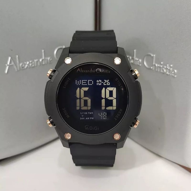 ALEXANDRE CHRISTIE ORIGINAL AC 9376 BLACK JAM TANGAN PRIA TERBARU